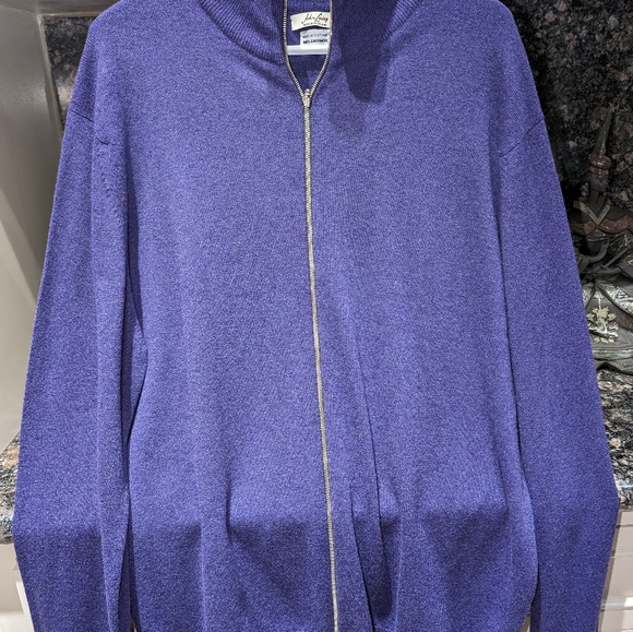 100% Cashmere Men's purple XXL 1/2 zip sweater John Laing made in Scotland - Picture 11 of 11